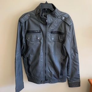 Men’s Gray Faux Leather Jacket